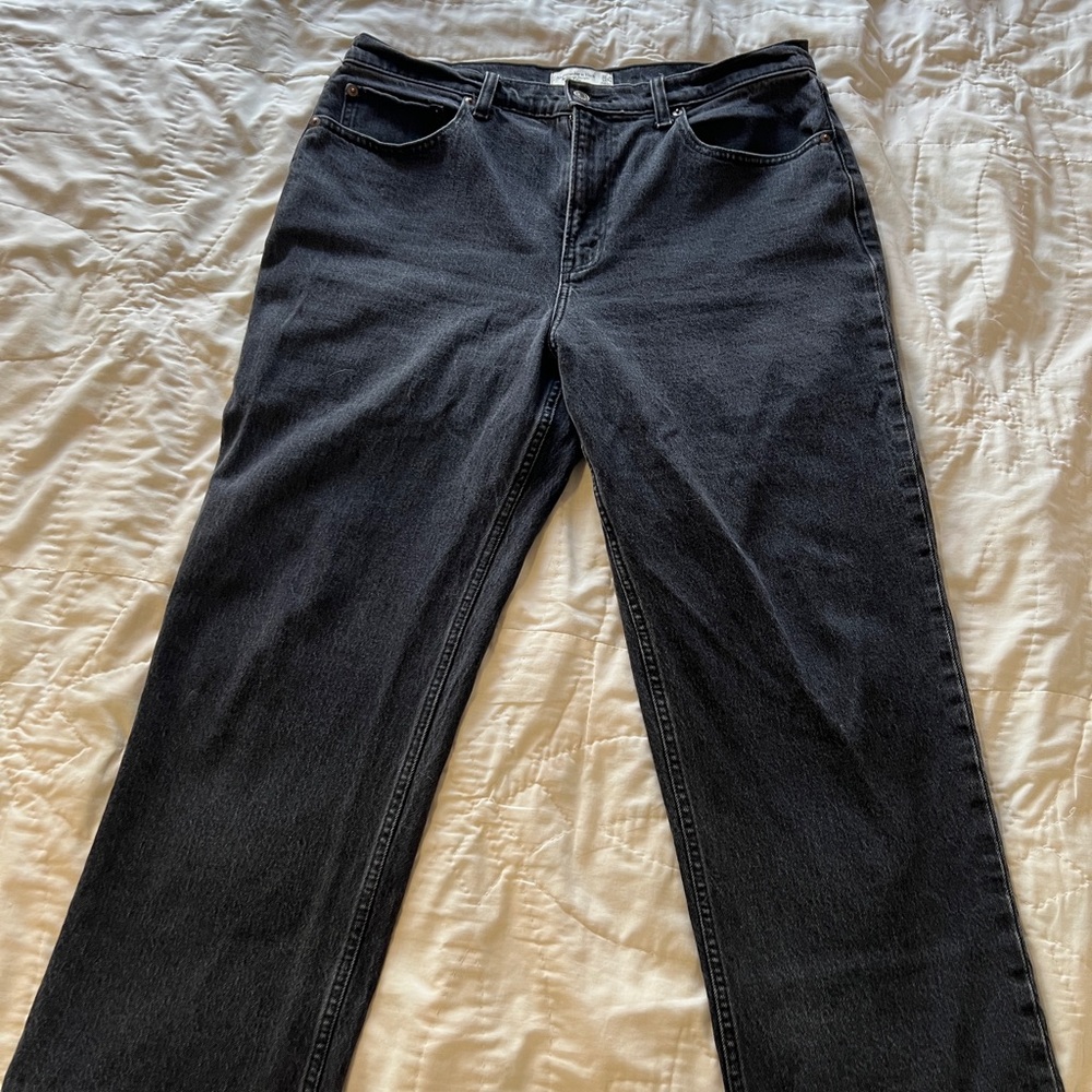 Abercrombie & Fitch Women's Dark Gray Black Straight Leg Jeans